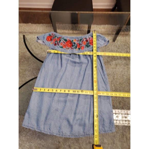 Divided Women Blue Floral 100% Lyocell Off The Shoulder Casual Top Blouse Size 2 - Picture 7 of 12